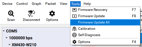 Dynamixel firmware update all help