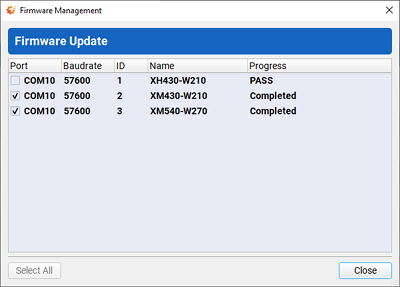 Dynamixel firmware update all help step 3